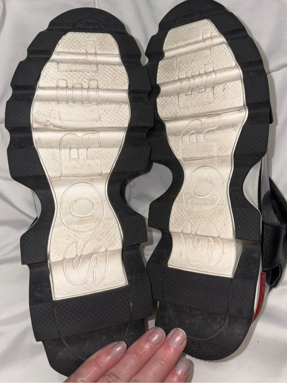 Sorel Kinetic Sandal Women’s 9 Black Leather Platform Sport Chunky Wedge Travel